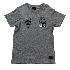 Musium Div dark Heather gray T-shirt w/ patches Medium